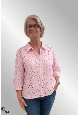 Rosa skjorte med røde polka prikker, Amber, Amace