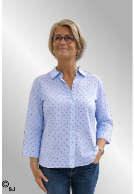 Lys blå skjorte med beige polka prikker, Amber, Amace