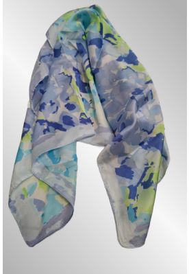 Firkantet tørklæde blå grøn, silkelook 14987