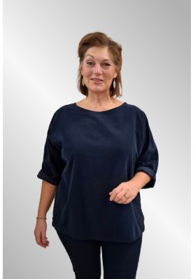 Navy fløjlsbluse, 9F3616