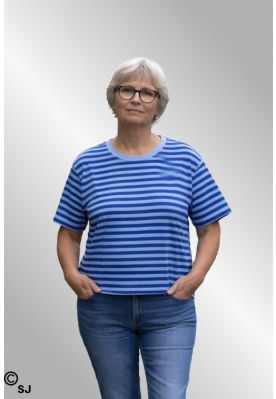 Bl&aring; stribet T-Shirt fra Amaze, RuthF0703-1