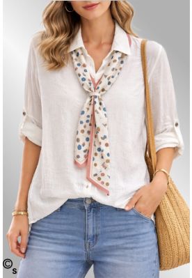 Hvid skjorte med tørklæde, EFP26115