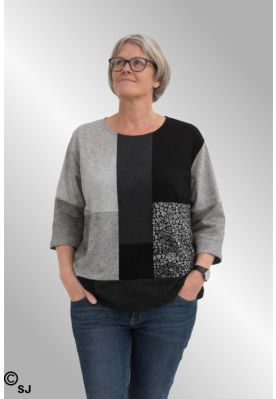 Sort grå bluse, 6'am Fabrini