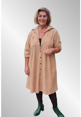 Sand fløjls skjorte kjole, 6082