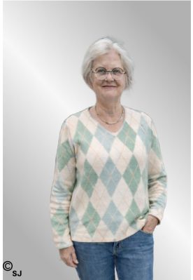 Råhvid viskose bluse med grøn harlekintern, 90577