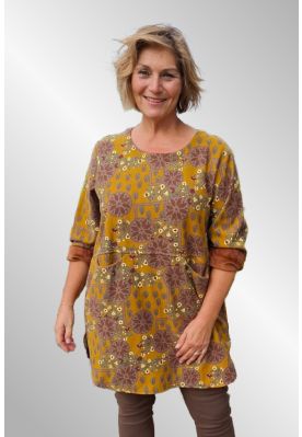 Lun tunika i smuk gyldent print, Bella A40-J1