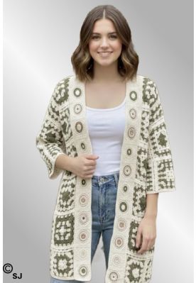 Grøn hæklet cardigan AJ667