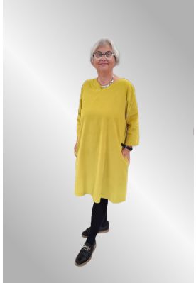 Oliven / Lime fløjlskjole, Henny