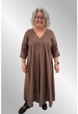 Brun maxi hørkjole, HPmax0952