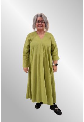 Oliven maxi hørkjole, HPmax0952
