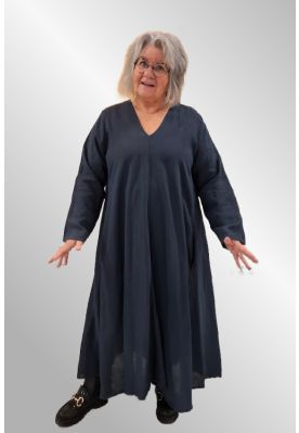 Blæk blå maxi hørkjole, HPmax0952