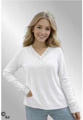 Hvid viskose langærmet t-shirt, 0147