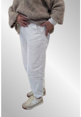 Hvid fløjlsbuks, Thing størrelse L, 6460