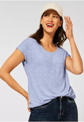 Lys blå bluse med vinge ærme og rund halsStreet One 318495