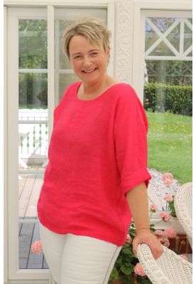 Pink hør bluse, Sannie