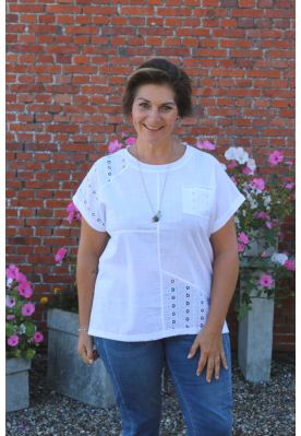 Hvid bluse hør / bomuld, Puk