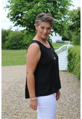 Sort top hør / viskose, Marta 82647