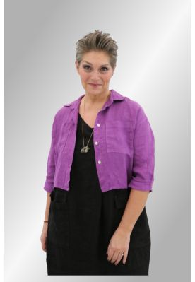Kort hør jakke / cardigan, lilla 83207
