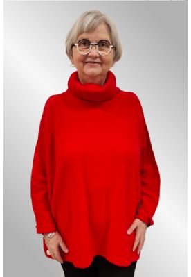 Rød strikbluse med hængekrave, CMP 327 
