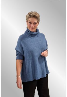 Blå strikbluse med hængekrave, CMP 327 