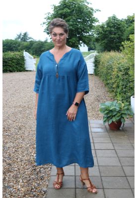 Lang petrol hørkjole, Lea Britt