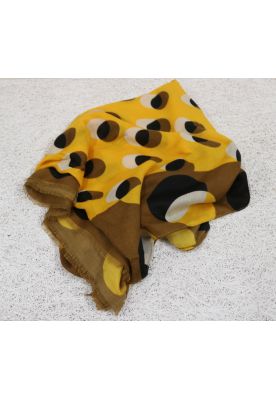 Tørklæde gult, brunt, sort