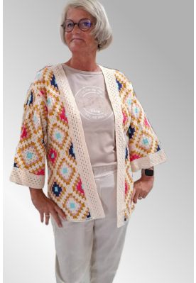 Hæklet cardigan, multi color, JJ428