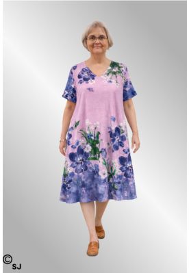 Rosa bomulds kjole med blomster, 3502