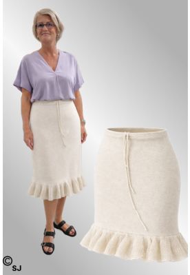 Råhvid hør nederdel med grov kant, 5744