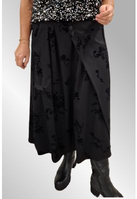 Sort nederdel med velour print, 51215