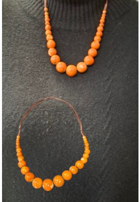 Halskæde i keramiske perler, orange