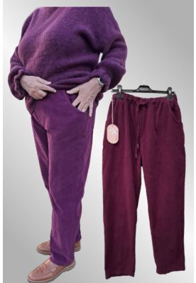 Fuchsia farvet fløjlsbuks, HL3928