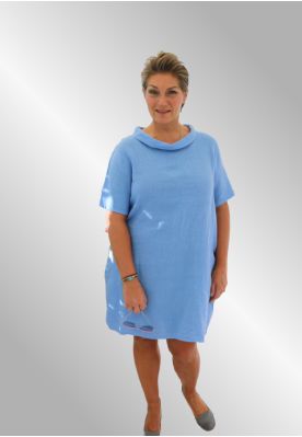 Lys blå hørkjole med krave, Elvira Dress