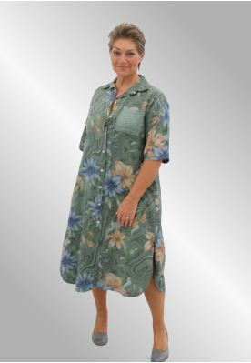 Hør skjorte kjole, Irumgard 1228 Army