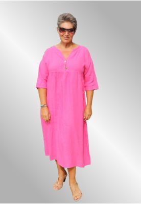 Lang pink hørkjole, Lea Britt