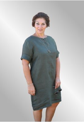 Army grøn hør kjole, Inge Gert