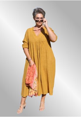 Karryfarvet vinter hør kjole, Sabini 17039