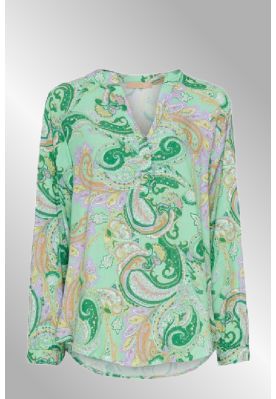 Grøn viskose skjorte med Paisley print, Lone 8128
