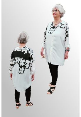 Hvid viskose skjorte med print. SH Shirt