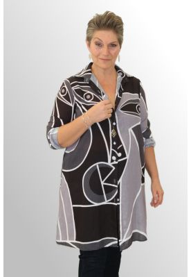 Skjorte med print, Picassi, sort 