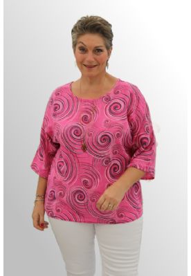 Pink bumulds bluse med print, Kisser