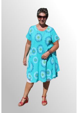 Turkis grøn bomuldskjole, Cath Flower 90