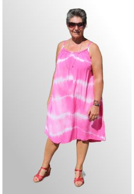 Pink solkjole, batik Fr.