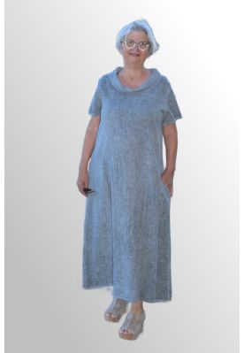 Grå maxi kjole, hør / bomuld, Mio