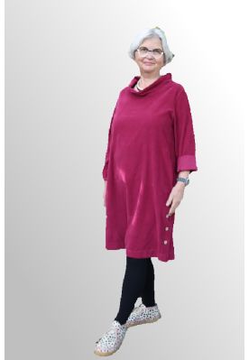 Vinrød kjole i babyfløjl, Veronika 71563