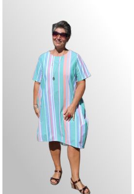 Lodret stribet bomulds kjole, Fly My 1223