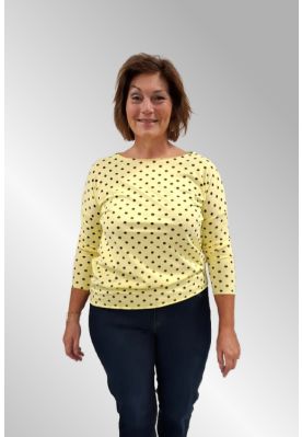 Gul T-Shirt med brune prikker, bomuld, R9937