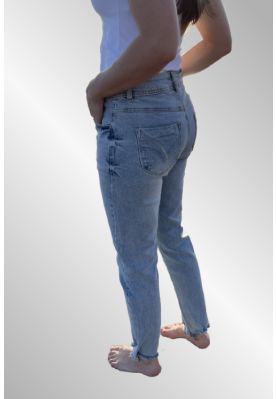 Lys denim buks, Luna med slid ved fod, 8996