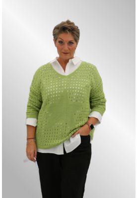 Lime grøn strikbluse med stjerne, Viggy