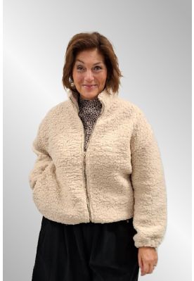 Råhvid teddyjakke / cardigan, F2570125192